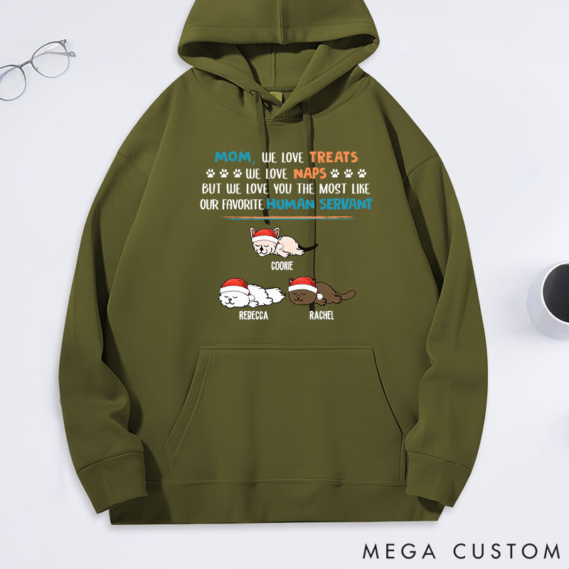 Personalized Cat Lover Treats Naps Servant Cat Mom Classic Hoodies
