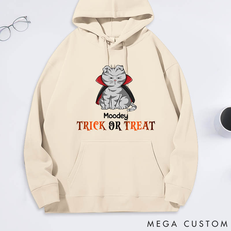 Personalized Cat Lover Trick or Treat Classic Hoodies