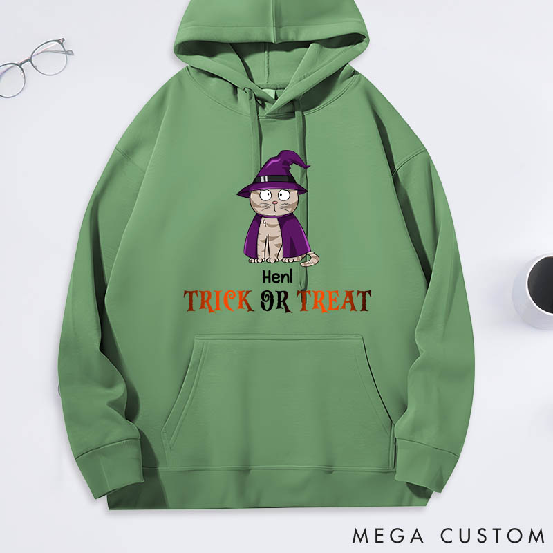 Personalized Cat Lover Trick or Treat Classic Hoodies