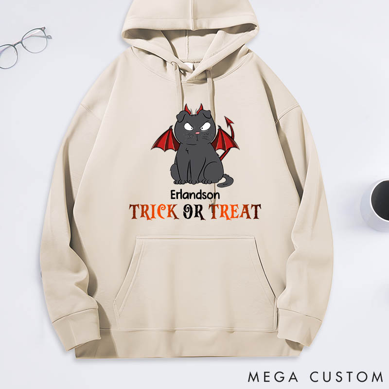 Personalized Cat Lover Trick or Treat Classic Hoodies