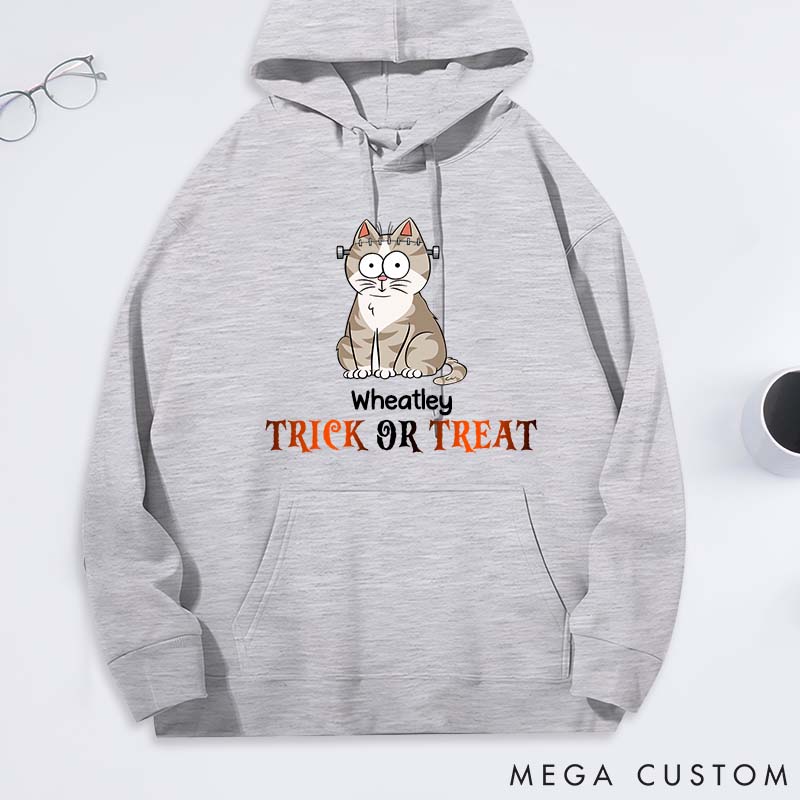 Personalized Cat Lover Trick or Treat Classic Hoodies