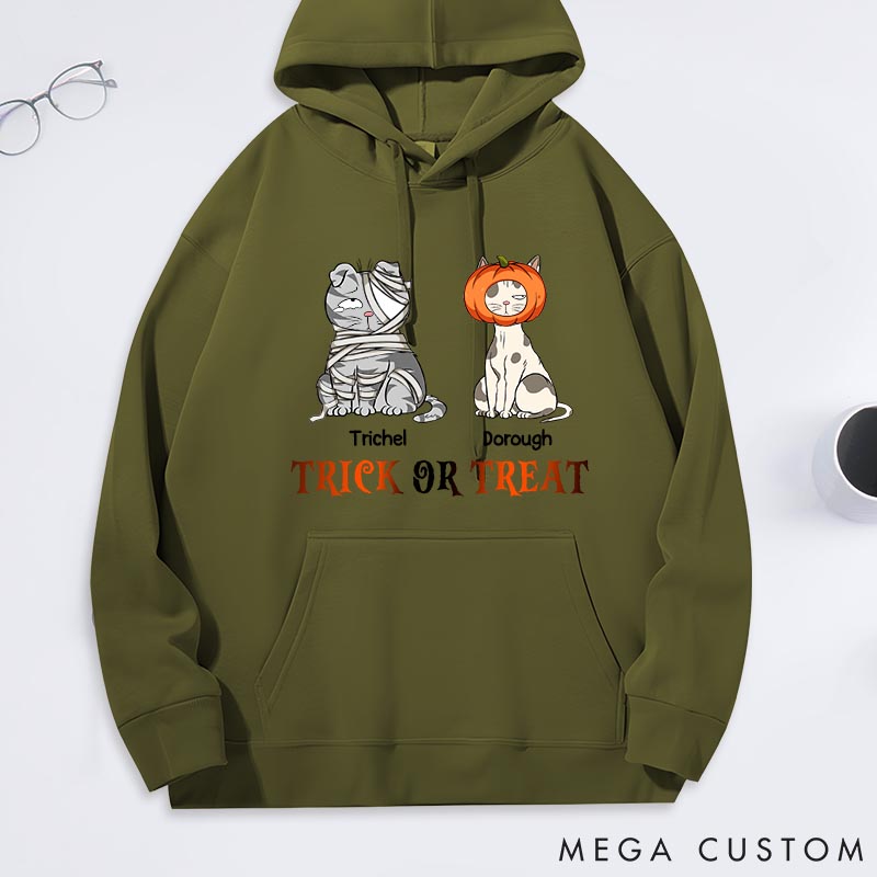 Personalized Cat Lover Trick or Treat Classic Hoodies
