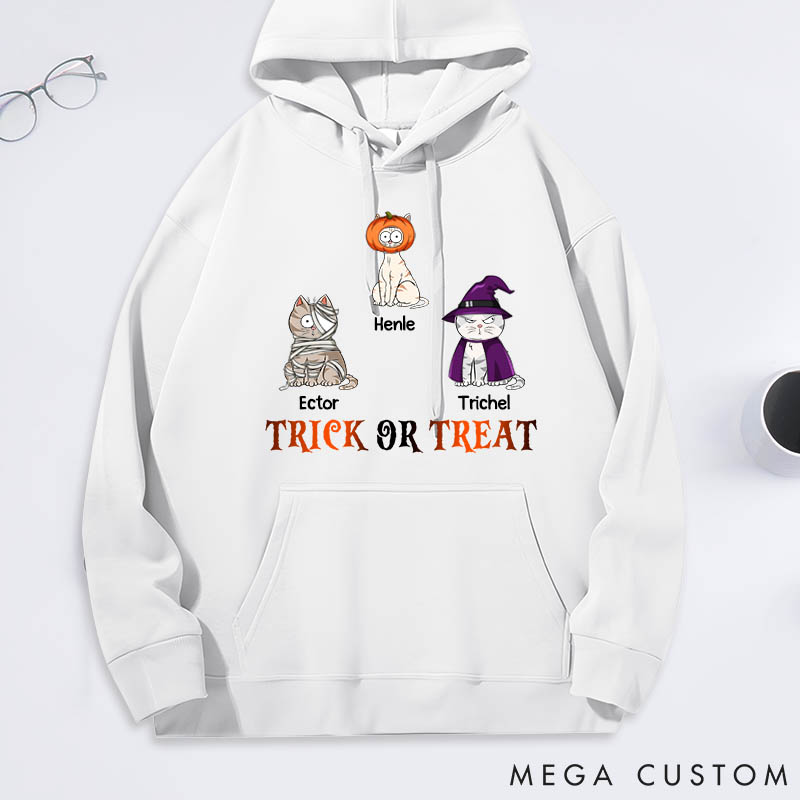 Personalized Cat Lover Trick or Treat Classic Hoodies
