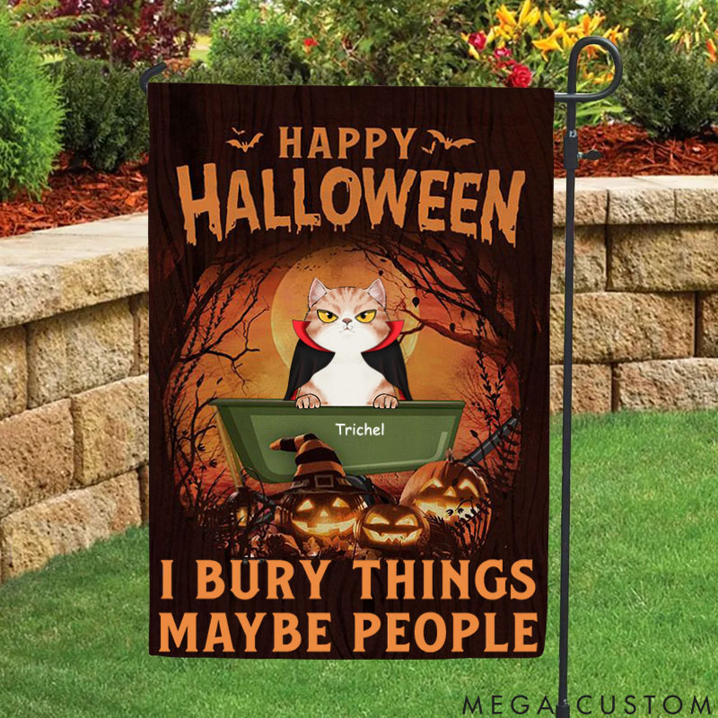 Personalized Cat Lover We Bury Things Maybe People Garden Flag
