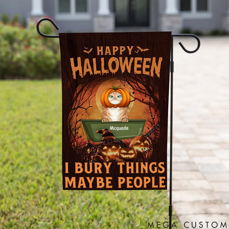 Personalized Cat Lover We Bury Things Maybe People Garden Flag