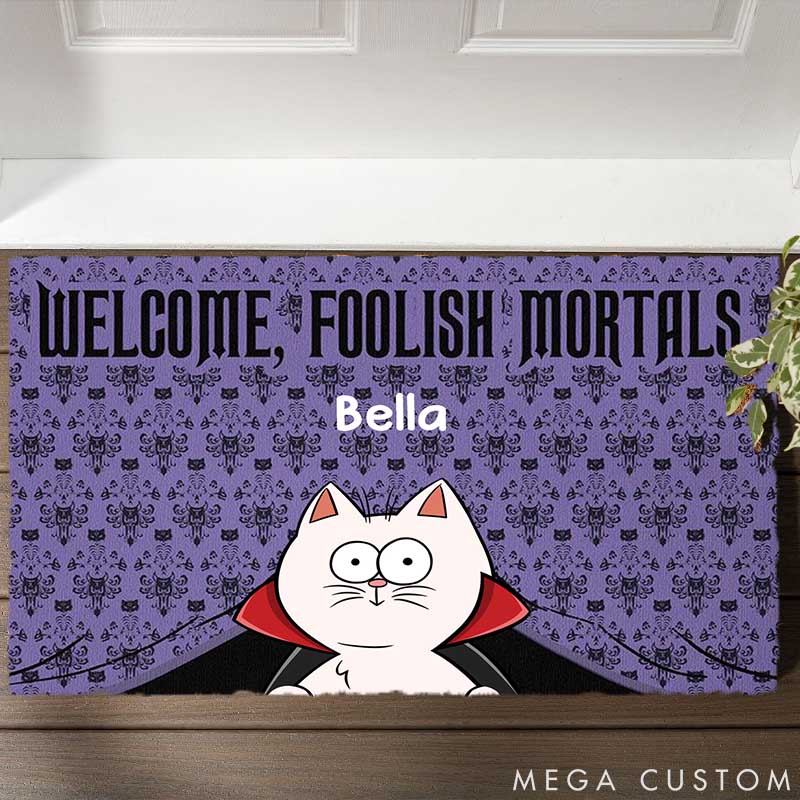 Personalized Cat Lover Welcome Foolish Mortals Doormat