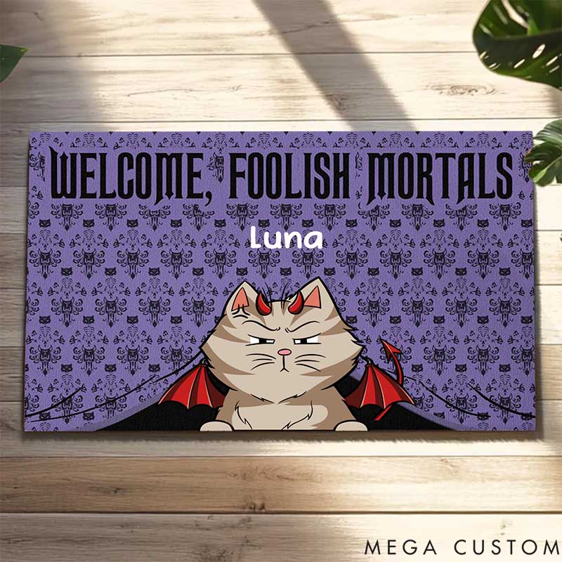 Personalized Cat Lover Welcome Foolish Mortals Doormat