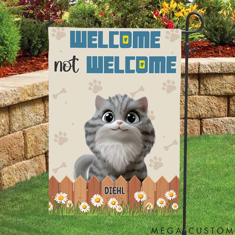 Personalized Cat Lover Welcome Not Welcome Garden Flag