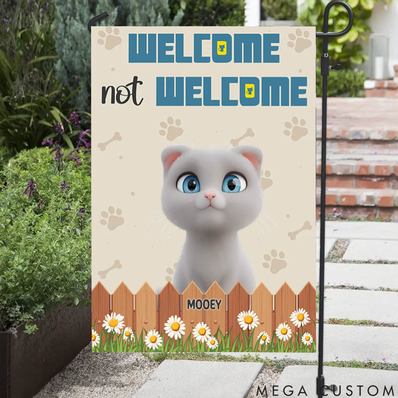 Personalized Cat Lover Welcome Not Welcome Garden Flag