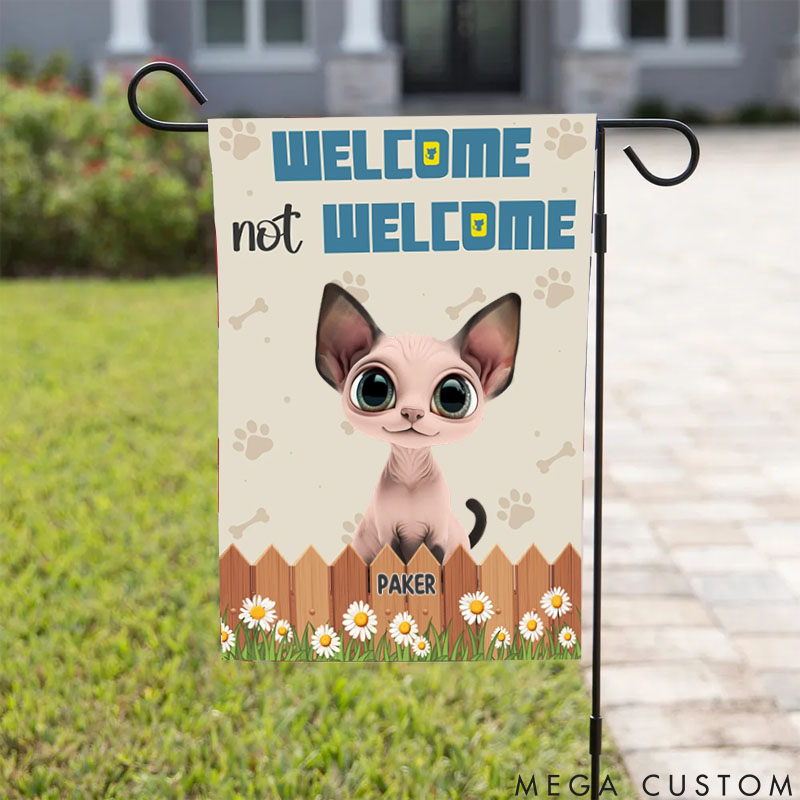Personalized Cat Lover Welcome Not Welcome Garden Flag