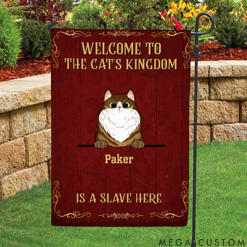 Personalized Cat Lover Welcome to the Cat Kingdom Garden Flag