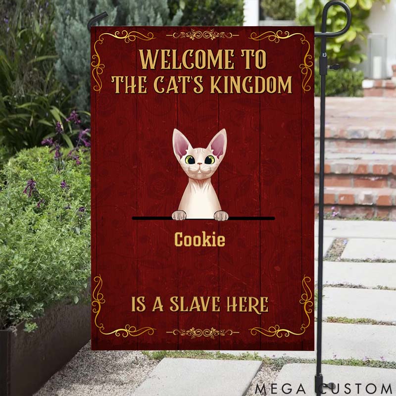 Personalized Cat Lover Welcome to the Cat Kingdom Garden Flag