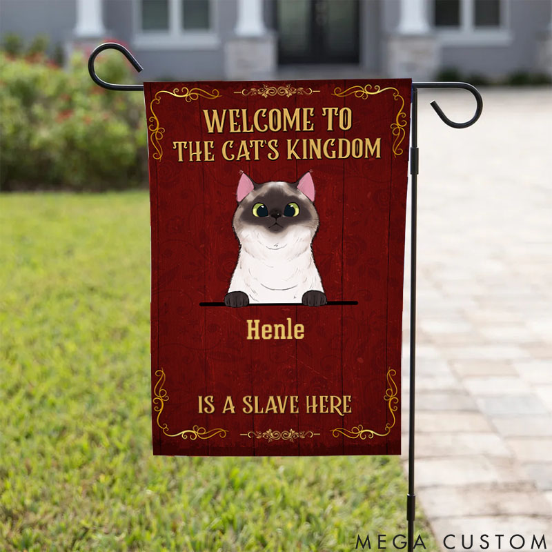 Personalized Cat Lover Welcome to the Cat Kingdom Garden Flag