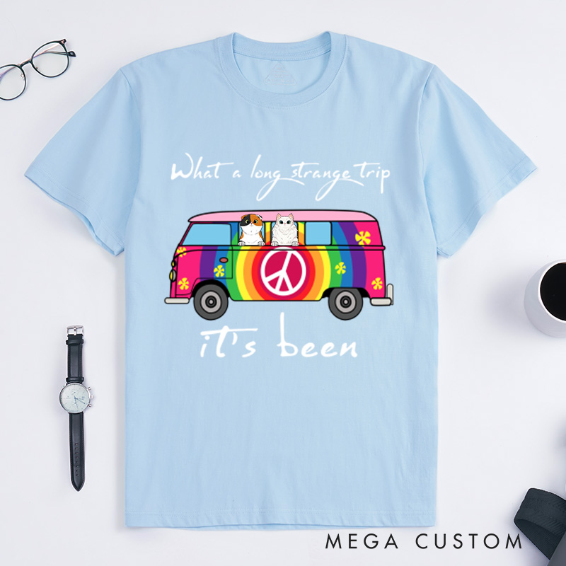 Personalized Cat Lover What a Long Strang Trip It's been T-Shirt