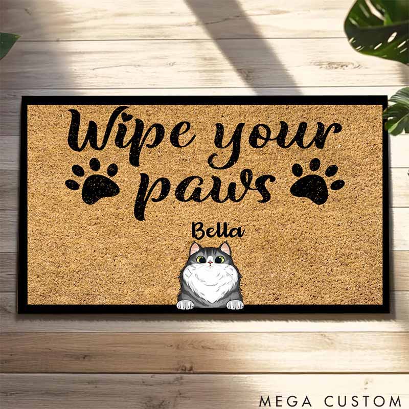 Personalized Cat Lover Wipe Your Paws Doormat