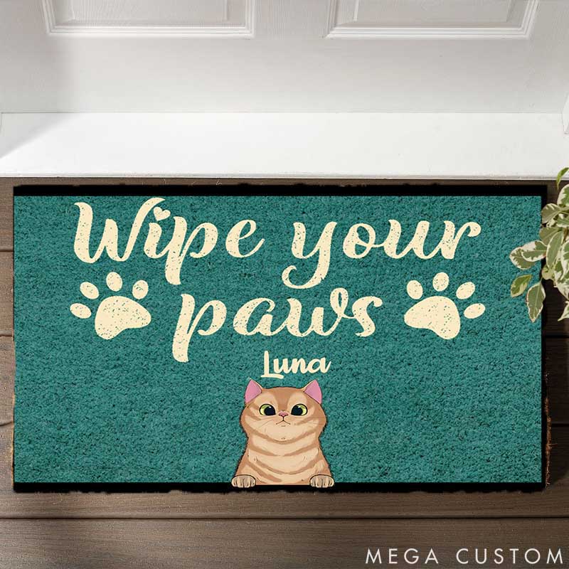 Personalized Cat Lover Wipe Your Paws Doormat