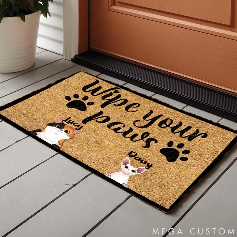Personalized Cat Lover Wipe Your Paws Doormat