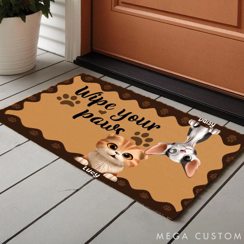 Personalized Cat Lover Wipe Your Paws Here Doormat