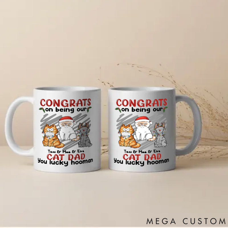 Personalized Cat Lover You Lucky Hooman Dad Mugs