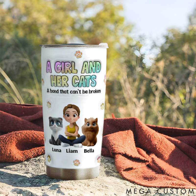 Personalized Cat Lover a Girl and Her Cat 20oz Tumbler