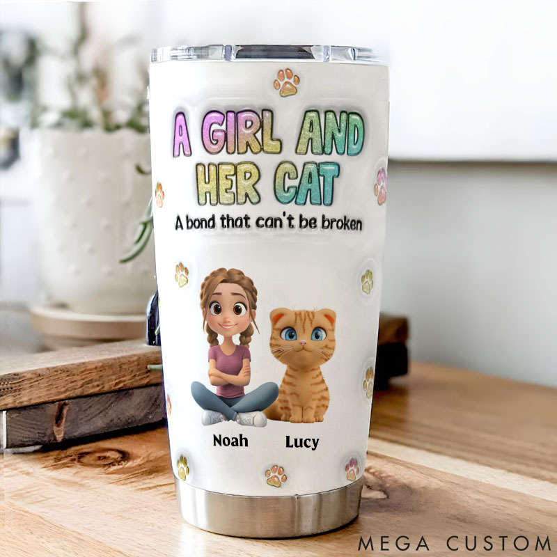 Personalized Cat Lover a Girl and Her Cat 20oz Tumbler