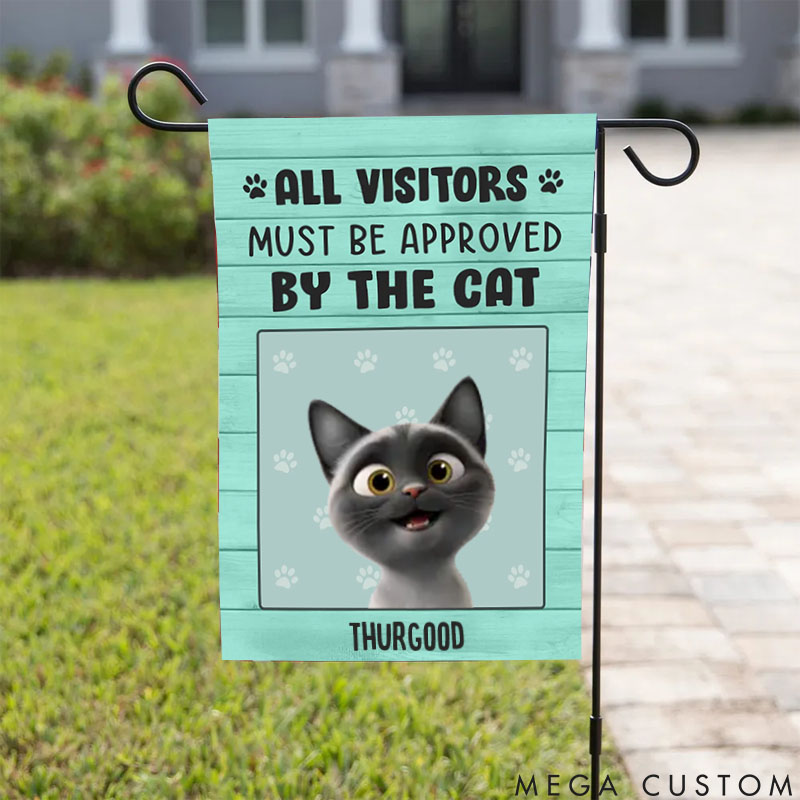 Personalized Cat Lover all Visitors must be Approved by the Cat Garden Flag