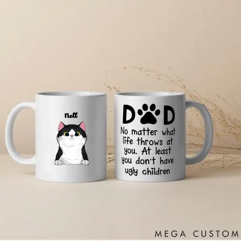 Personalized Cat Lover at Least You Don't Have Ugly Children Mugs