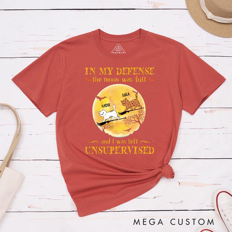 Personalized Cat Lover in My Defense the Moon Was Full T-Shirt