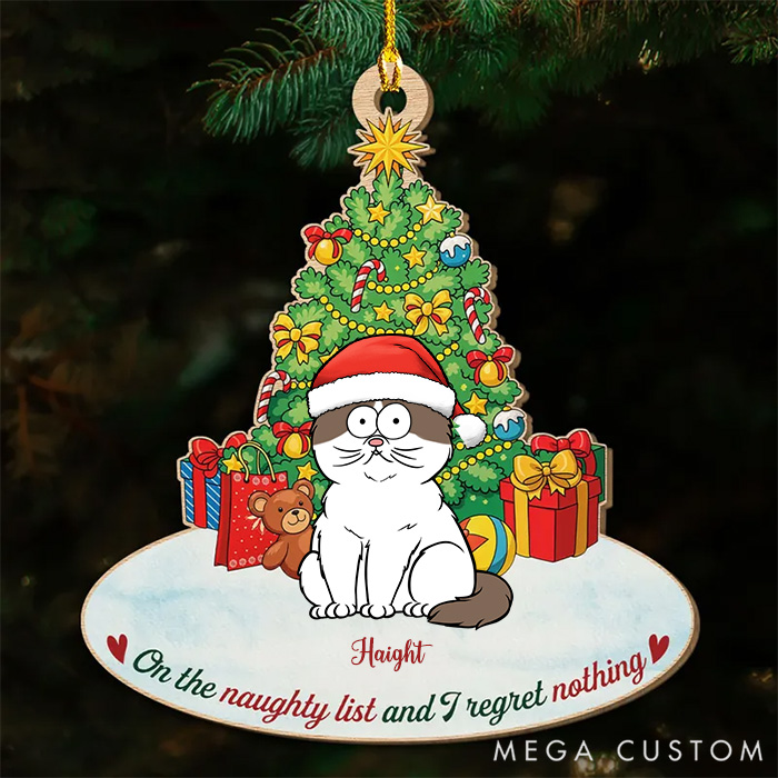 Personalized Cat Lover on the Naughty List Christmas Ornament