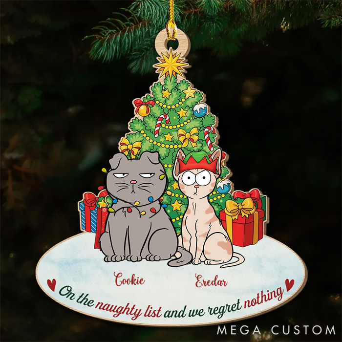 Personalized Cat Lover on the Naughty List Christmas Ornament