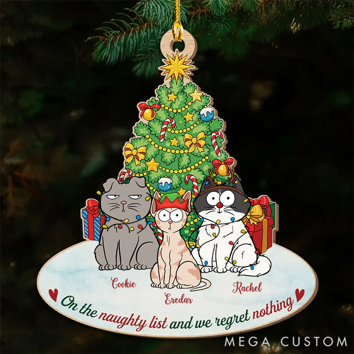 Personalized Cat Lover on the Naughty List Christmas Ornament
