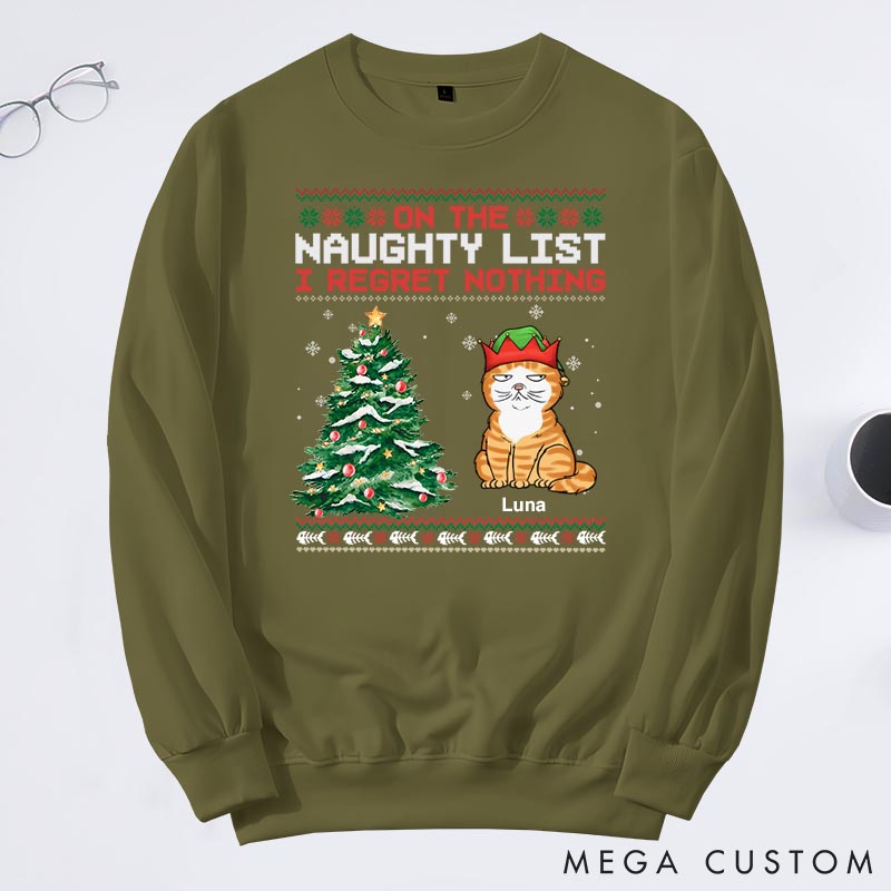 Personalized Cat Lover on the Naughty List Sweatshirts