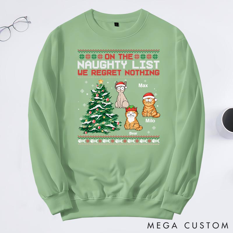 Personalized Cat Lover on the Naughty List Sweatshirts