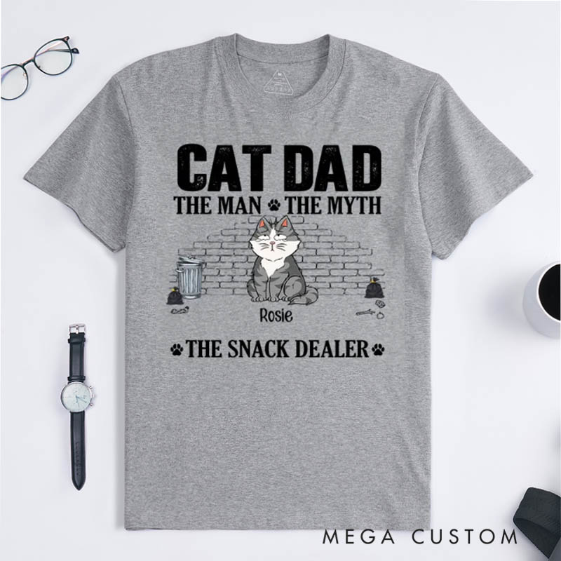 Personalized Cat Lover the Man the Myth the Snack Dealer T-Shirt