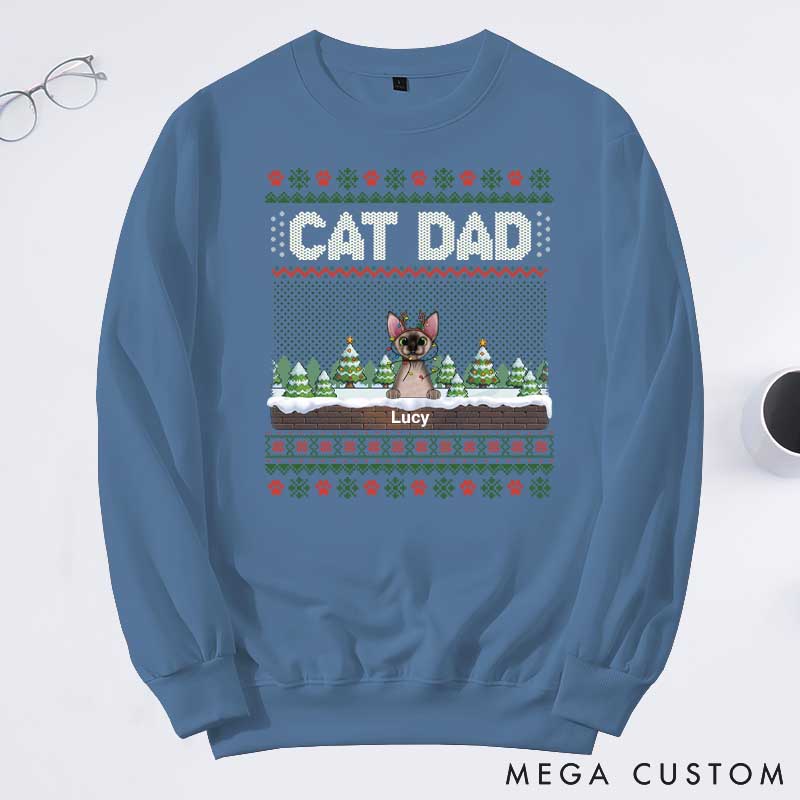 Personalized Cat Lover the Most Pawsome Christmas Dad Version Sweatshirts