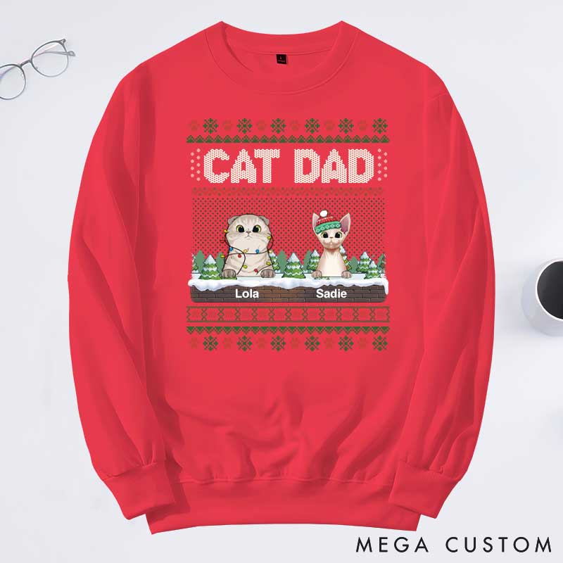 Personalized Cat Lover the Most Pawsome Christmas Dad Version Sweatshirts