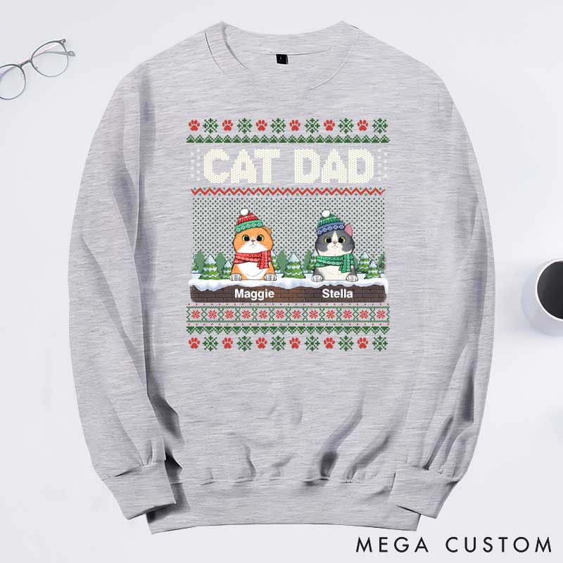 Personalized Cat Lover the Most Pawsome Christmas Dad Version Sweatshirts