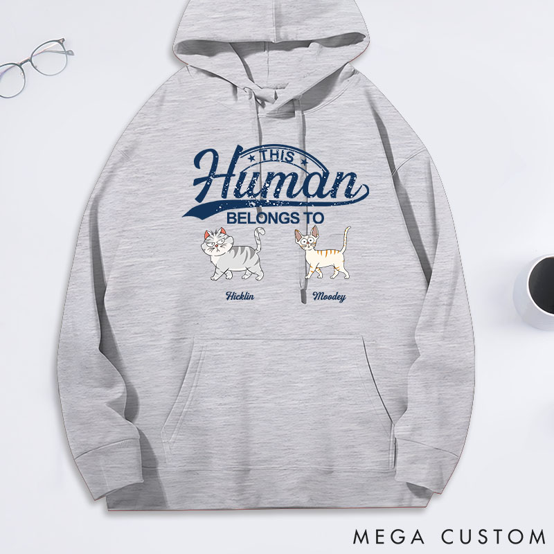 Personalized Cat Lover this Human Belongs to Cat Classic Hoodies