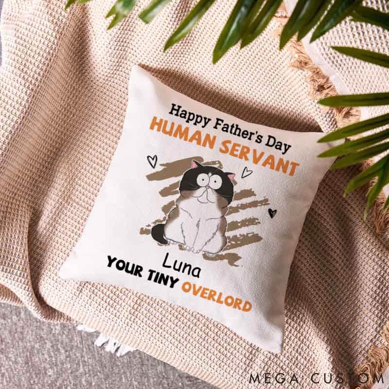 Personalized Cat Lover to My Human Servant Throw Pillows