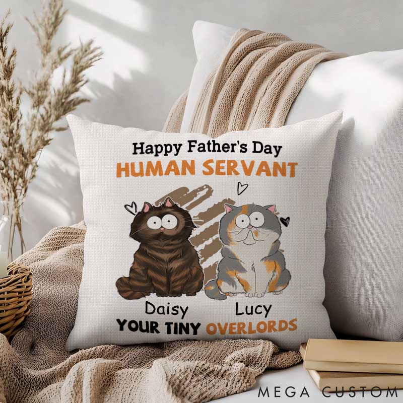 Personalized Cat Lover to My Human Servant Throw Pillows
