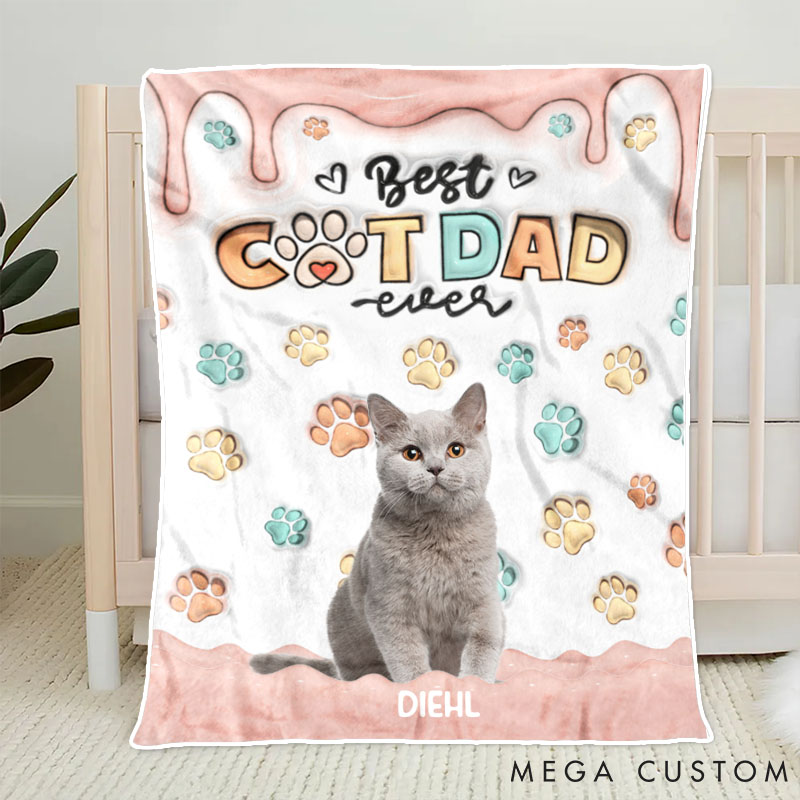Personalized Cat Lover when I Needed a Hand I Found a Paw Cat Dad Throw Blanket