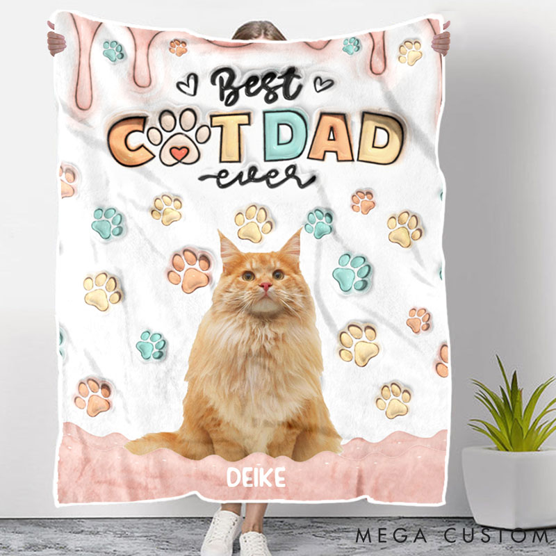 Personalized Cat Lover when I Needed a Hand I Found a Paw Cat Dad Throw Blanket