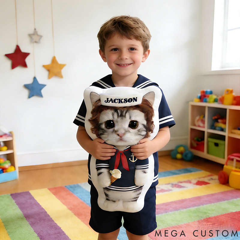 Personalized Cat Photo Who Do You Work for Pillow with Custom Name Graphic 3D Print for Pet Lover for Cat Lover