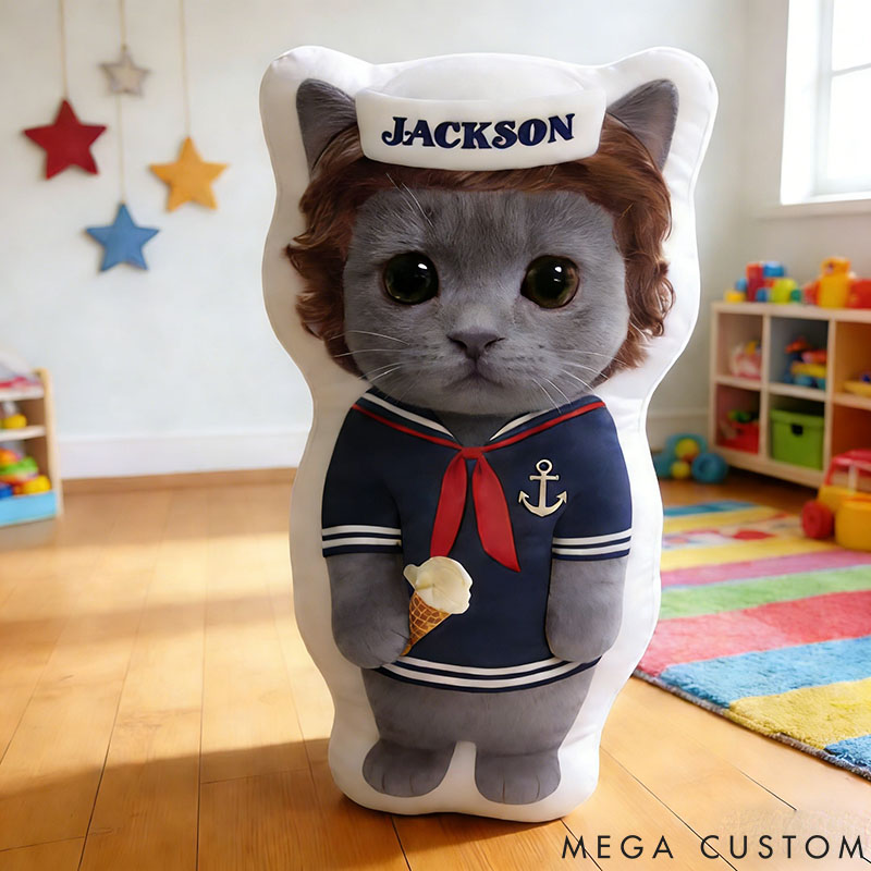 Personalized Cat Photo Who Do You Work for Pillow with Custom Name Graphic 3D Print for Pet Lover for Cat Lover