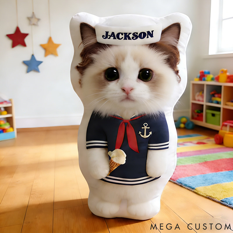 Personalized Cat Photo Who Do You Work for Pillow with Custom Name Graphic 3D Print for Pet Lover for Cat Lover