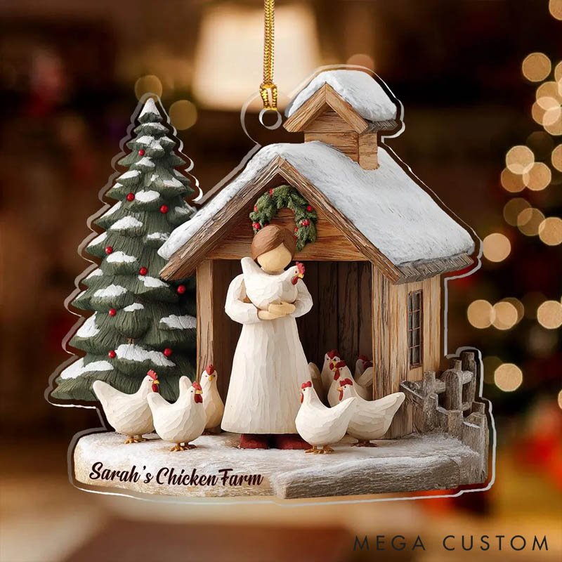 Personalized Chicken Lover Custom Name Chicken Coop Keepsake Christmas Ornament