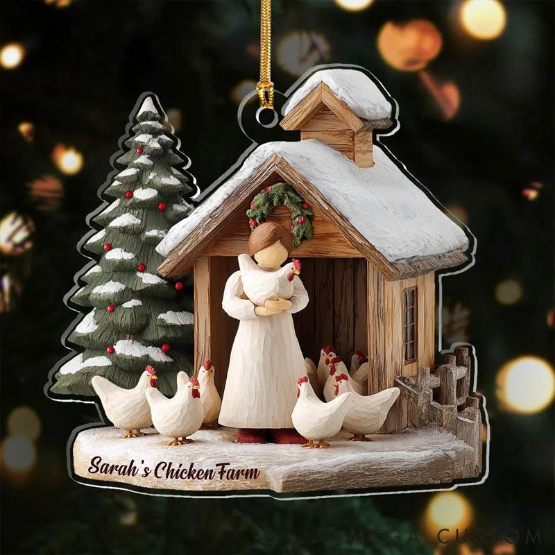 Personalized Chicken Lover Custom Name Chicken Coop Keepsake Christmas Ornament