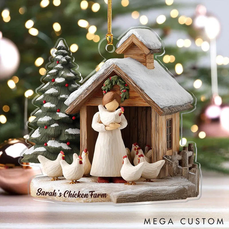 Personalized Chicken Lover Custom Name Chicken Coop Keepsake Christmas Ornament