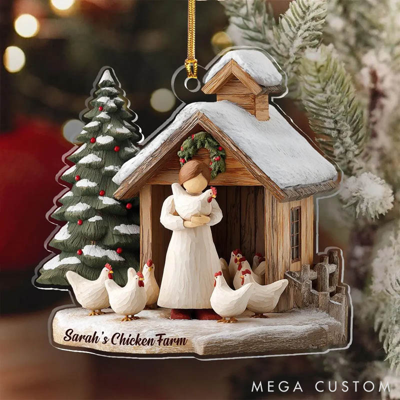 Personalized Chicken Lover Custom Name Chicken Coop Keepsake Christmas Ornament