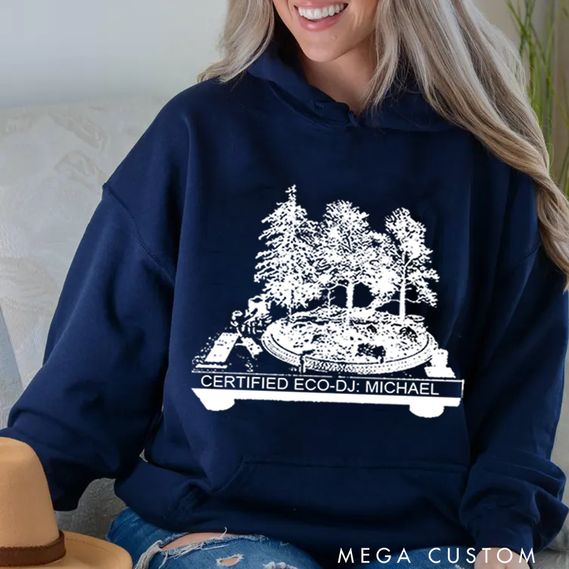 Personalized Classic Hoodies Vinyl Record and Turntable Forest and Rock N Roll and Turntable Hoodie